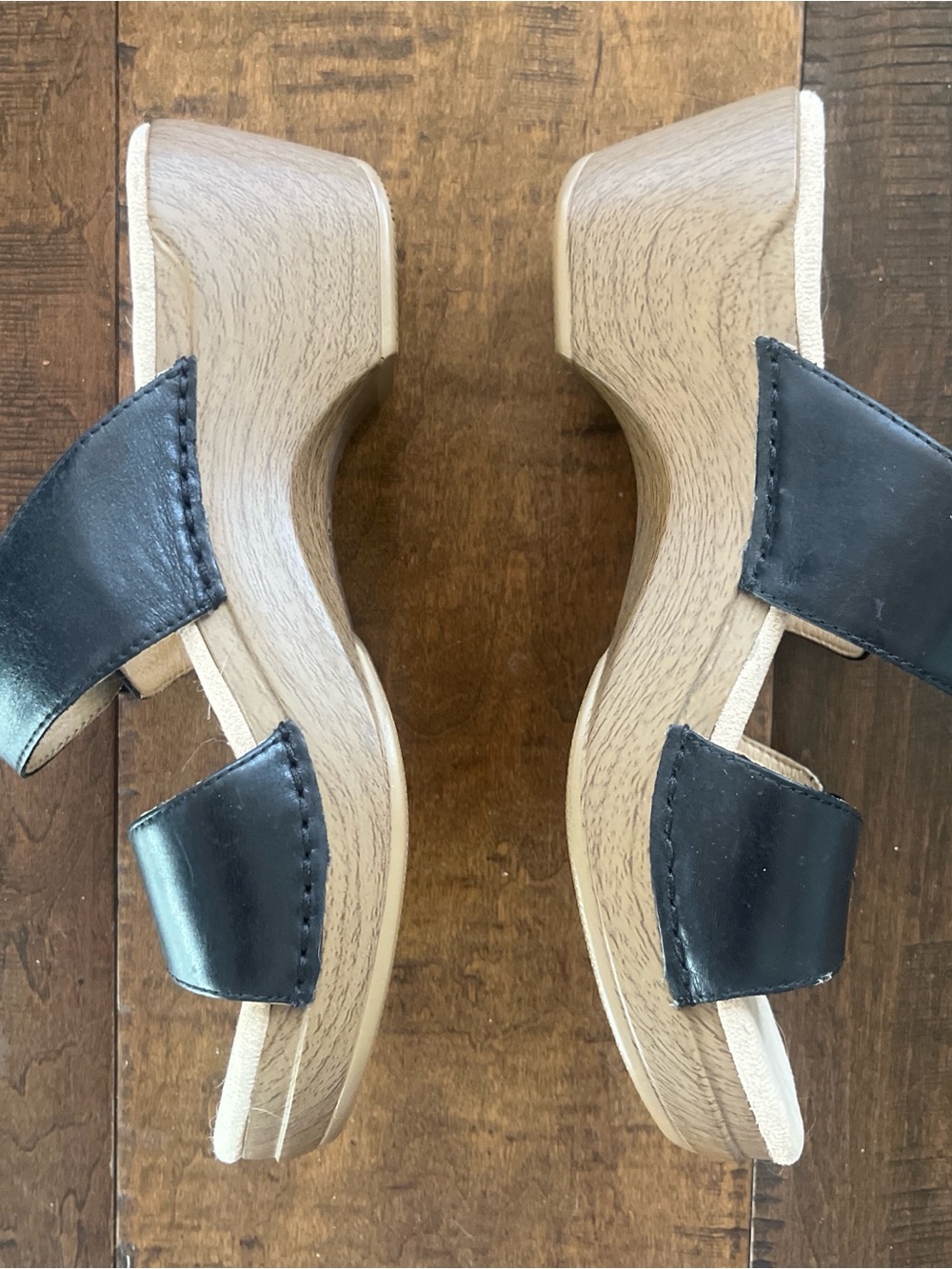 Dansko Sophie black leather slide on clogs with double buckle straps sz 37 - Picture 2 of 5